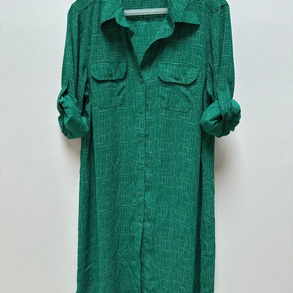 CAbi Green Casual Button Down Shirt Dress - Picture 5 of 5
